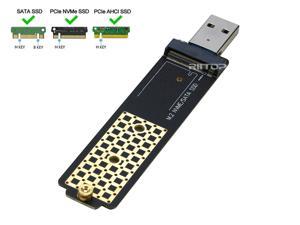 NVMe to USB Adapter, RIITOP M.2 SSD to USB 3.1 Type-A Reader Compatible with Both M Key PCIe NVMe SSD & NGFF (B+M Key) SATA SSD