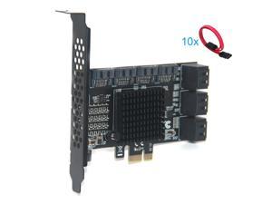 PCIe SATA Card, 10 Port SATA Controller Expansion Card with Low Profile Bracket, AMS1166+JMB575 Non-Raid, Boot as System Disk, Support 10 SATA 3.0 Devices (PCI-e 1x or above, with SATA Cables)
