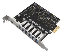 PCI-E to 8 Port USB 3.0 (2xUSB-C, 6x USB-A ) Expansion Card 5Gbps,External PCI Express USB3.0 Adapter Card For Desktop PC PCI-e 1x, Support Windows 10/8/7/XP