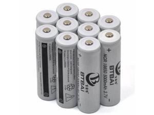BTBAI® (10 Pieces) 5000mAh 3.7V 18650 NCR Rechargeable Li-ion Battery Pack For Ultrafire TrustFire CREE XM-L T6 LED Flashlight Flash Light Torch