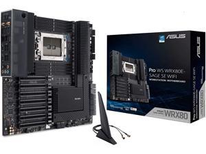 ASUS PRO WS WRX80E-SAGE WIF-SI R Server Motherboard, AMD WRX80 Ryzen Threadripper PRO extended-ATX workstation motherboard with Intel dual 10 G LAN, USB 3.2 Gen 2x2 Type-C port, 7 x PCIe 4.0 x16 slots