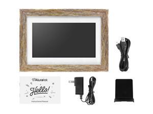 Aluratek 10" WiFi Touchscreen Distressed Wood Digital Photo Frame ASHDPF10F