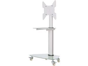 Tripp Lite Premier Rolling TV Cart for 32" to 55" Displays Frosted Glass Base and Shelf Locking Casters White DMCS3255SG62W