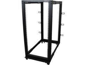 StarTech.com 4POSTRACK25U 25U Adjustable Depth Open Frame 4 Post Server Rack Cabinet - w/ Casters / Levelers and Cable Management Hooks StarTech.com 4POSTRACK25U 25U Adjustable Depth Open Frame 4 Post Server Rack Cabinet - w/ Casters / Levelers and Cable Management Hooks