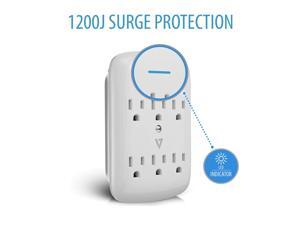 V7 SA06WALL-1N 6-Outlet Wall Tap 1200 Joule Surge Protector - White V7 SA06WALL-1N 6-Outlet Wall Tap 1200 Joule Surge Protector - White