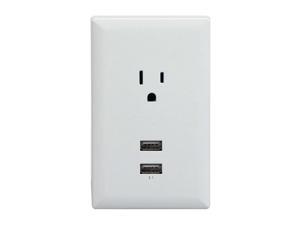 RCA Dual USB + Single Power Outlet Wall Adapter Plate WP2UWR RCA Dual USB + Single Power Outlet Wall Adapter Plate WP2UWR
