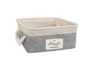 Home Dual Handles Storage Bin Basket Toy Clothes Towel Box Container Organizer(Square,Gray)