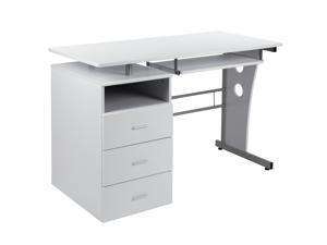 White Desk with Three Drawer Pedestal and Pull-Out Keyboard Tray White Desk with Three Drawer Pedestal and Pull-Out Keyboard Tray
