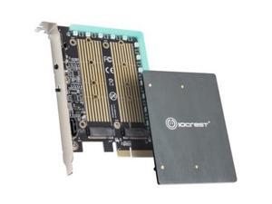 I/O CREST Dual M.2 SATA and PCIe Nvme SSD to PCIe X4 Adapter Card with 12V RGB Heatsink 2280 2260 2242 2230