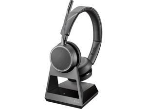 Plantronics - Voyager 4220 UC USB-A with Charge Stand (Poly) - Bluetooth Dual-Ear (Stereo) Headset - Connect to PC, Mac, & Desk Phone - Noise Canceling - Works with Teams, Zoom & more