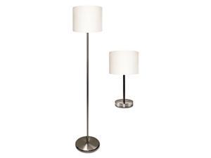 Luxo - L9135 - Slim Line Lamp Set, Table 12 5/8 High and Floor 61 1/2 High, Silver/White