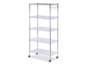 Alera SW653618SR 72 x 36 x 18 in. 5-Shelf Wire Shelving Kit, Silver Alera SW653618SR 72 x 36 x 18 in. 5-Shelf Wire Shelving Kit, Silver