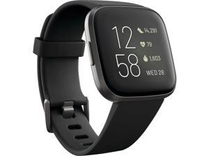 Fitbit Versa 2 FB507BKBK Fitness Smartwatch with Silicone Band - Black-Carbon - One Size