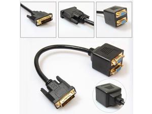 DVI-D 24+5 Pins Male to 2 Dual VGA Female Monitor Adapter Black Splitter Cable