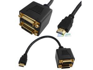 HDMI Male to Dual 2 DVI-I (24+5) Female Digital Monitor Splitter Adapter Cable