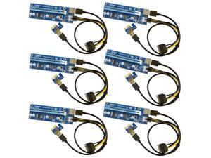 6-Pack VER 009S PCIe USB RISER 6-Pin PCI-E 16x to 1x Powered Riser Adapter Card w/ 60cm USB 3.0 Extension Cable & 6-Pin PCI-E to SATA Power Cable - GPU Riser Adapter - Ethereum Mining ETH -Led light 6-Pack VER 009S PCIe USB RISER 6-Pin PCI-E 16x to 1x Powered Riser Adapter Card w/ 60cm USB 3.0 Extension Cable & 6-Pin PCI-E to SATA Power Cable - GPU Riser Adapter - Ethereum Mining ETH -Led light