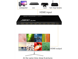 Full HD HDMI eight-screen video audio splitter 8 in 1 out HDMI switch screen splitter support Panel button and IR switch MT-SW081 multimedia screen splitter Full HD HDMI eight-screen video audio splitter 8 in 1 out HDMI switch screen splitter support Panel button and IR switch MT-SW081 multimedia screen splitter
