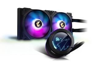 AORUS WATERFORCE X 280 AIO Liquid CPU Cooler, 280mm Radiator with 2X 140mm ARGB Fans, Adjustable Circular LCD Display with Micro SD Support and RGB Fusion 2.0, GP-AORUS WATERFORCE X 280