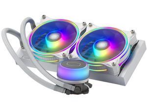 Cooler Master MasterLiquid ML240 Illusion White Edition CPU Liquid Cooler - AIO Water Cooling System, 2 x 120mm ARGB Halo Fans, 240mm Radiator, ARGB Controller Included - AMD and Intel Compatible