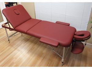 Burgundy Red Aluminum 84" 3-Section Portable Massage Table Facial SPA Bed Tattoo Burgundy Red Aluminum 84" 3-Section Portable Massage Table Facial SPA Bed Tattoo
