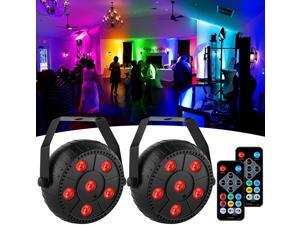 Par Lights Battery Powered, OPPSK 18W 6LEDs RGB Stage Lights 2 Pack, Battery Powered and Remote Control, 6Hours Working Time for DJ Gigs Wedding Church Christmas Party Stage Lighting