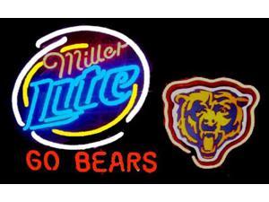 Fashion Neon Sign Miller Lite Chicago Bears Handcrafted Real Glass Lamp Neon Light Neon Sign Beerbar Sign Neon Beer Sign 24x20