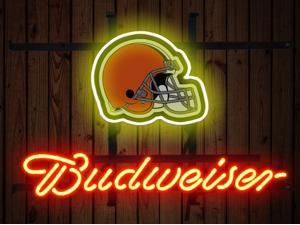 Fashion Neon Sign Budweiser Cleveland Browns Handcrafted Real Glass Lamp Neon Light Neon Sign Beerbar Sign Neon Beer Sign 19x15