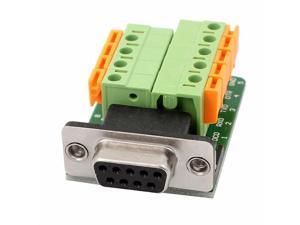 DB9-M6-BP Rivet Hole Type RS232 RS485 DB9 D-Sub Serial Port 9Pin COM Female Connector to Spring Terminal 2Row Distance 5.08mm 9Pin Signals Adapter Module Board with Insulation Pad