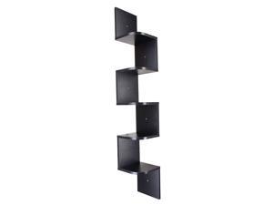 5 Tier Wood Wall Mount Corner Shelf Floating Home Storage Rack Display Unit
