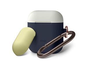 elago airpods duo hang case body:jean indigo/top:classic white,creamy yellow compatible with apple airpods 1 & 2; front led not visiblesupports wireless chargingcarabiner for airpods 1 & 2 elago airpods duo hang case body:jean indigo/top:classic white,creamy yellow compatible with apple airpods 1 & 2; front led not visiblesupports wireless chargingcarabiner for airpods 1 & 2