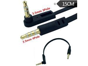DC 3.5mm 4 Pole 90 Male to Angled 3pole 2ring Male Audio flat Cable 0.15m DC 3.5mm 4 Pole 90 Male to Angled 3pole 2ring Male Audio flat Cable 0.15m