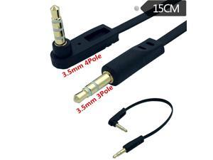 DC 3.5mm 4 Pole 90 Male to Angled 3pole 2ring Male Audio flat Cable 0.15m DC 3.5mm 4 Pole 90 Male to Angled 3pole 2ring Male Audio flat Cable 0.15m
