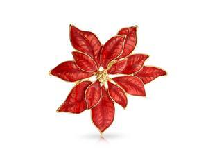 Large Flower Christmas Holiday Poinsettia Brooch Christmas Pin Red Enamel Gold Plated Alloy Large Flower Christmas Holiday Poinsettia Brooch Christmas Pin Red Enamel Gold Plated Alloy