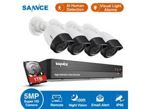 SANNCE 8 Channel 5MP Super HD Wired DVR Home Business Security Camera System Infrared Night Vision IP66 Outdoor Indoor Surveillance with 1TB HDD