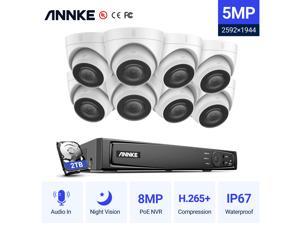 ANNKE 8CH 5MP PoE Turret Security Camera System with 2TB