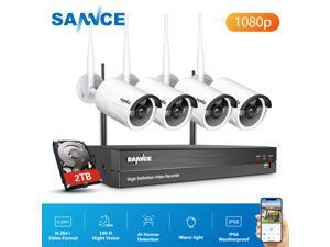 SANNCE 8 Channel WiFi IP Security Camera System with 4 pcs 1080p Outdoor Wireless CCTV Surveillance Cameras for Remote Access Home Business AI Human Detection with 2TB SANNCE 8 Channel WiFi IP Security Camera System with 4 pcs 1080p Outdoor Wireless CCTV Surveillance Cameras for Remote Access Home Business AI Human Detection with 2TB