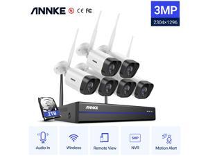 ANNKE 5MP Wireless NVR Security System with 6Pcs 3MP WiFi Surveillance Cameras with AI Human Detection, Work with Alexa, Support Cloud Storage, Remote Access, Audio Record
