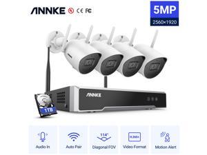 ANNKE 5MP Super HD 8CH Wireless NVR IP Security Camera System with 100 ft Night Vision, Audio Record,H.265+ Stream, Auto Pair, Plug-and-Play Setup, IP66 Waterproof, Indoor & Outdoor WiFi Surveillance