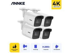ANNKE 4pcs 8MP 4K Ultra HD PoE ONVIF PoE IP Security Camera with H.265+ Coding Outdoor Indoor IP67 Weatherproof Audio Recording Supports 256 GB TF Card