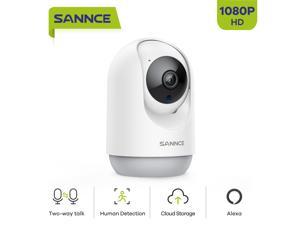 SANNCE Wireless Smart Home IP Security Camera 1080p Full HD Two-Way Talk AI Human & Motion Detection Remote Access Amazon Alexa & Google Assistant for Outdoor Indoor Surveillance