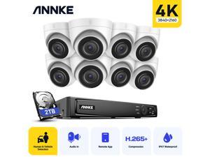 ANNKE 8CH 4K Ultra HD PoE ONVIF 8CH NVR Turret Security Camera System with H.265+ Coding 4K Wired HD Outdoor Indoor IP67 Weatherproof Cameras