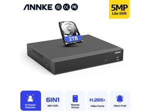 ANNKE 8 Channel 5MP 6-in-1 Hybrid Digital Video Recorder DVR Supports TVI/AHD/CVI/CVBS/XVI/IPC Security Cameras for 24/7 Security Surveillance,2TB Hard Drive