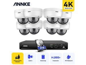 ANNKE 8CH 8MP 4K Ultra HD PoE IP Camera System with ONVIF H.265+ Coding NVR and 4K Wired HD Outdoor Indoor IP67 Weatherproof Dome Cameras,4TB Hard Drive