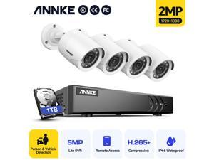 ANNKE 5MP lite Wired Security Camera System, 5-in-1 H.265+ 8CH DVR with 1 TB Hard Drive and (4) 1080p Weatherproof HD-TVI Surveillance Bullet Cameras, 100 ft Night Vision, Instant Email Alert