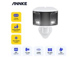 ANNKE  6MP PoE Security Camera System, IP Outdoor Camera in 180° FoV by Dual-Lens, Human/Vehicle/Pet Detection, Color Night Vision, Two Way Talk, Up to 256GB Micro SD Card