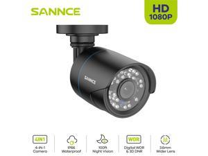 SANNCE AHD/TVI/CVI/CVBS 4-in-1 1080p Security Camera IP66 Weatherproof Analog CCTV Surveillance Bullet Camera for Indoor and Outdoor Use