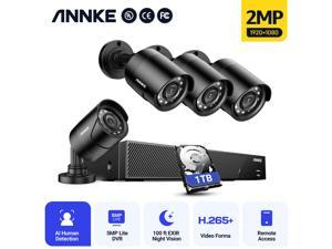 ANNKE 8 Channel CCTV Security Camera System 6-in-1 DVR with 4pcs 1080P HD Weatherproof Cameras, Motion Alert, Remote Access,1TB Hard Drive