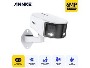 ANNKE  FCD600 6MP Poe Security Camera System, IP Outdoor Camera in 180° FoV by Dual-Lens, Human/Vehicle/Pet Detection, Color Night Vision, Two Way Talk, Up to 256GB Micro SD Card
