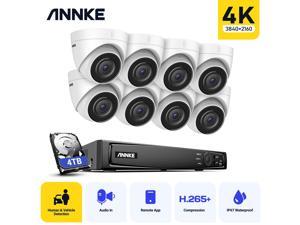 ANNKE 8CH 4K Security Camera System 8pcs 8MP Smart Person/Vehicle Detection Wired Outdoor PoE IP Cameras and 8CH 4TB NVR for 24/7 Recording, Remote Access