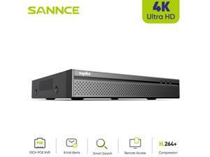 SANNCE 4K 8CH H.265+ Security PoE NVR - Support up to 10CH for 8 x PoE Cameras + 2 x WiFi IP Cameras, ONVIF Supported, Audio Recording, Human Detection, CCTV Network Video Recorder, NOTB HDD
